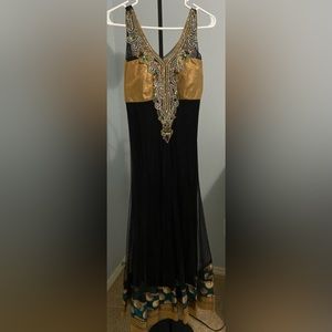 Black and gold anarkali style Indian Pakistani desi wear